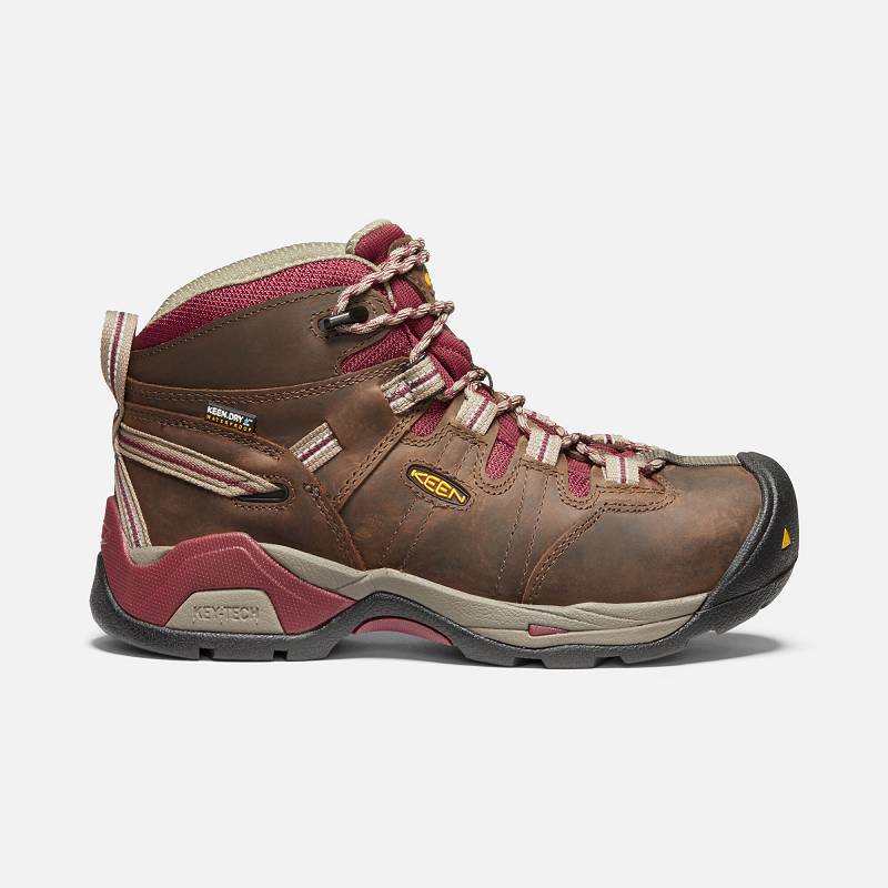 Keen Detroit XT Waterproof Steel Toe Arbeitsschuhe Damen DE-75140 Black Olive/Tawny Red - Keen Damen